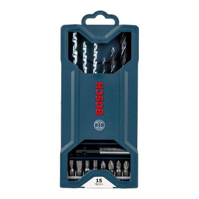 Kit de Brocas e Pontas Mini X-line 15 Peças com Suporte Magnético Inox Bosch