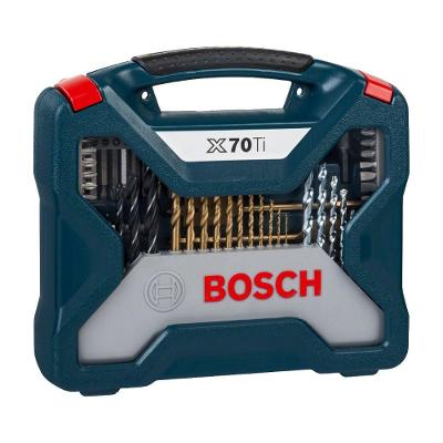 Kit de Brocas e Pontas X-line 70 Peças Revestimento em Titânio para Metal Madeira e Concreto Bosch