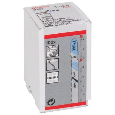 Lâmina de Serra Tico T118A Basic For Metal com 100 Peças para Corte em Metal Aço Rápido Bosch