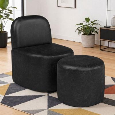 Poltrona Lumiere Coliseu com Puff Couríssimo Confortável Preto Lyam Decor