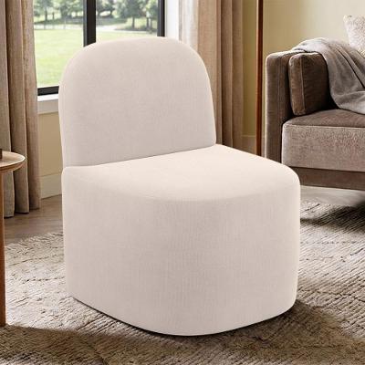 Poltrona Decorativa Lumiere W01 Orgânica Suede Confortável Bege Lyam Decor