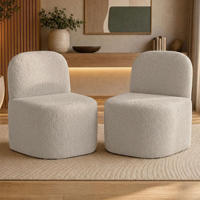 Kit 02 Poltronas Lumiere Decorativas Bouclê Confortável Bege Lyam Decor