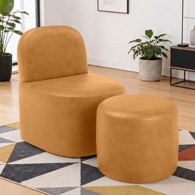 Kit Poltrona Lumiere Coliseu com Puff Confortável Couro Sintético Marrom Lyam Decor