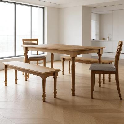 Mesa de Jantar Lazuli 6 Lugares Retangular MDF 160CM Café com Bancos e Cadeiras Lyam Decor