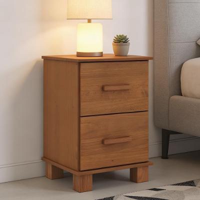 Mesa de Cabeceira Selena F06 2 Gavetas Madeira Maciça Moderno Marrom Lyam Decor