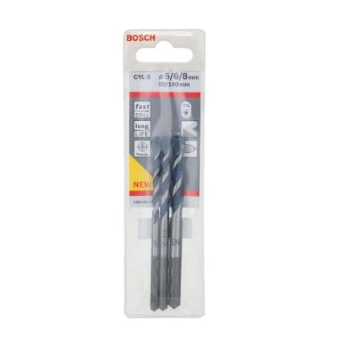 Jogo de Brocas CYL-5 para Concreto com Duas Espirais 5-6-8mm Bosch