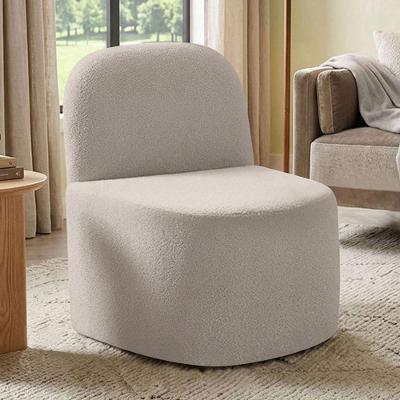Poltrona Lumiere Decorativa em Bouclê com Design Orgânico Confortável Bege Lyam Decor