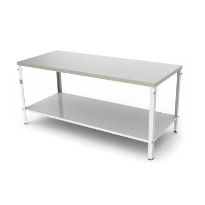 Mesa M-180 G2 com Tampo Aço Inox Escovado e Compartimento Inferior Branco Braesi