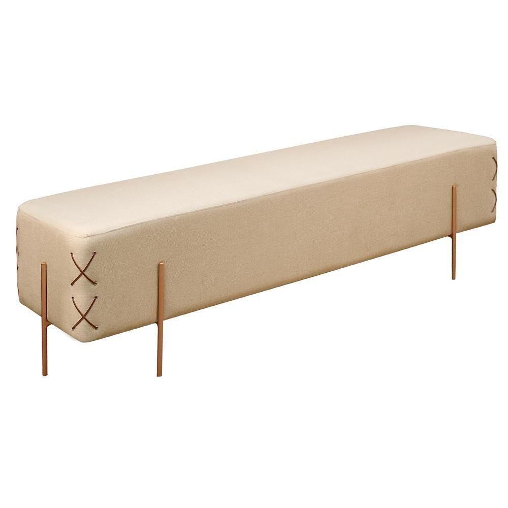 Recamier Banco Eros Luxo Bronze Castellar Móbile Linho Bege Claro Linho Bege Claro - 1