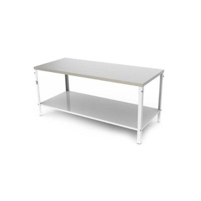 Mesa M-160 G2 com Tampo Aço Inox Escovado e Compartimento Inferior Branco Braesi
