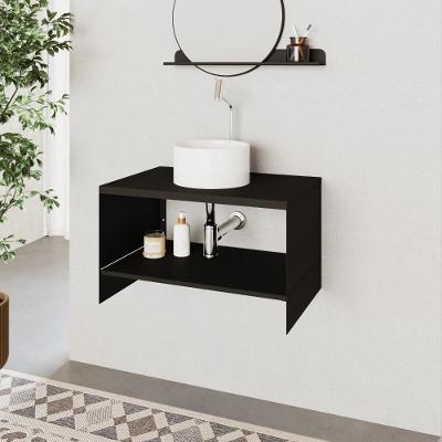 Armário Slide Flat Suspenso sem Porta com Prateleira MDP Aço 65CM Preto Compace