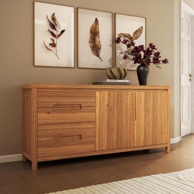 Aparador Buffet Dunia 4 Lugares Tampo em MDF Acabamento Brilhante Marrom 165CM Lyam Decor