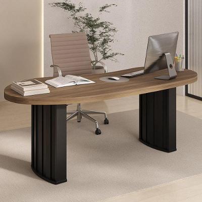 Mesa para Escritório Curvo Curves A02 Moderno sem Gavetas 200CM Preto Lyam Decor
