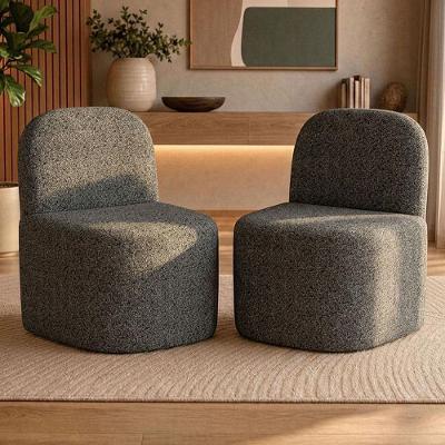 Kit 02 Poltronas Lumiere Decorativas Orgânicas em Linho Mescla Cinza Lyam Decor