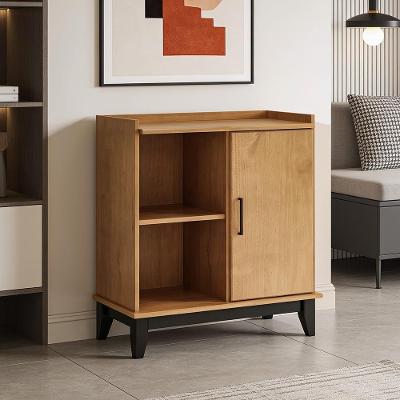 Balcão Aparador Bar Essenciale 1 Porta 2 Prateleiras Madeira Maciça 80CM Preto Lyam Decor