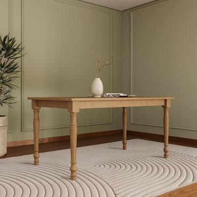 Mesa de Jantar Lazuli F06 6 Lugares Retangular 160CM Madeira Maciça Café Lyam Decor