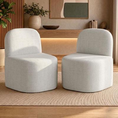 Kit 02 Poltronas Lumiere Decorativas em Linho com Conforto Orgânico Bege Lyam Decor