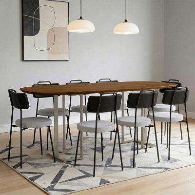 Conjunto de Jantar Alina 8 Lugares Tampo MDF Cadeiras Barcelona Couríssimo Preto 200CM Lyam Decor