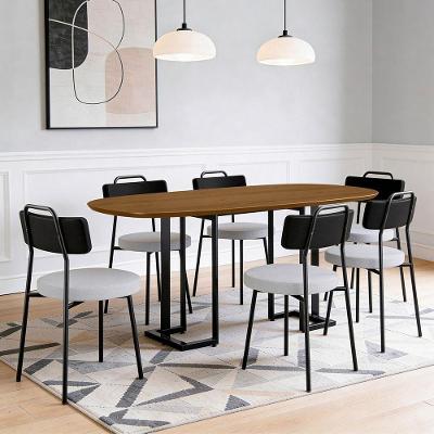 Conjunto de Jantar Alina 6 Lugares Tampo em MDF com Cadeiras Barcelona 180CM Lyam Decor