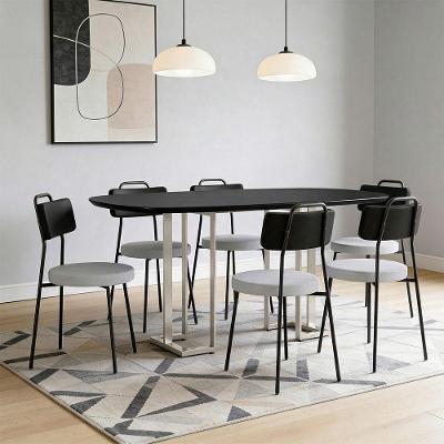 Conjunto de Jantar Alina 6 Lugares Tampo MDF Cadeiras Barcelona Couríssimo Preto e Cinza 180CM Lyam