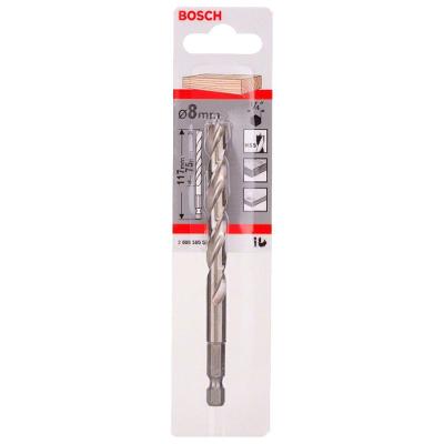 Broca para Madeira 3 Pontas 8mm com Encaixe 1-4'' e Arestas Afiadas Prata Bosch
