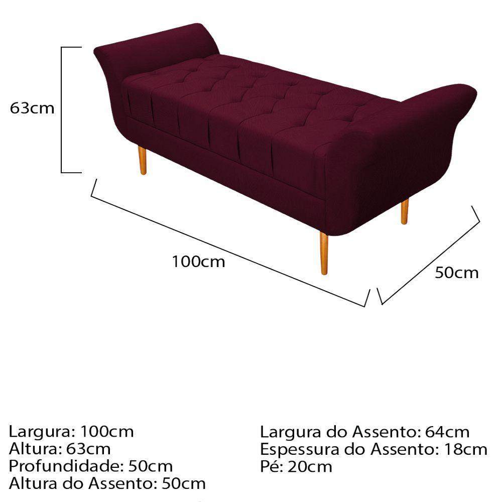 Recamier Ari 100 Cm Solteiro Suede Bordô - 4