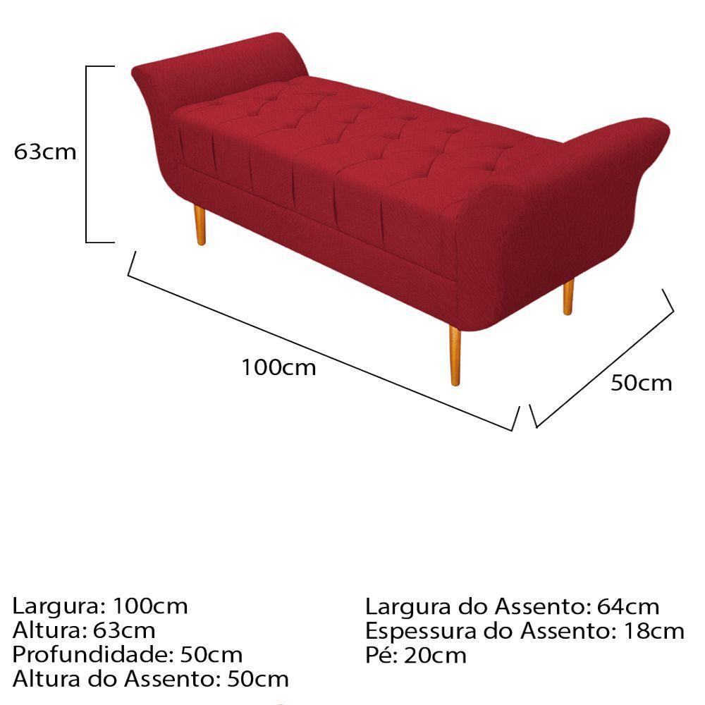 Recamier Ari 100 Cm Solteiro Suede Vermelho - 4