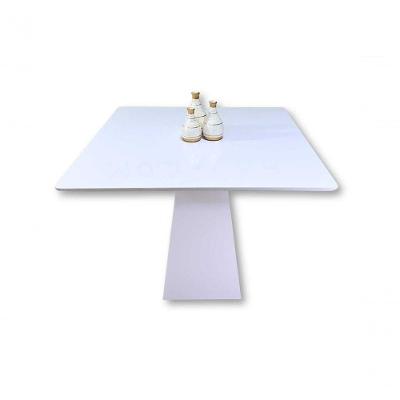 Mesa de Jantar Loft 4 Lugares Quadrada MDF 90X90CM Laca Branca Modelar Art