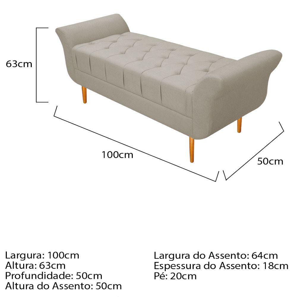 Recamier Ari 100 Cm Solteiro Suede Bege - 3
