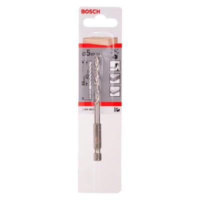 Broca para Madeira 3 Pontas 5mm com Espiral Duplo Prata Bosch