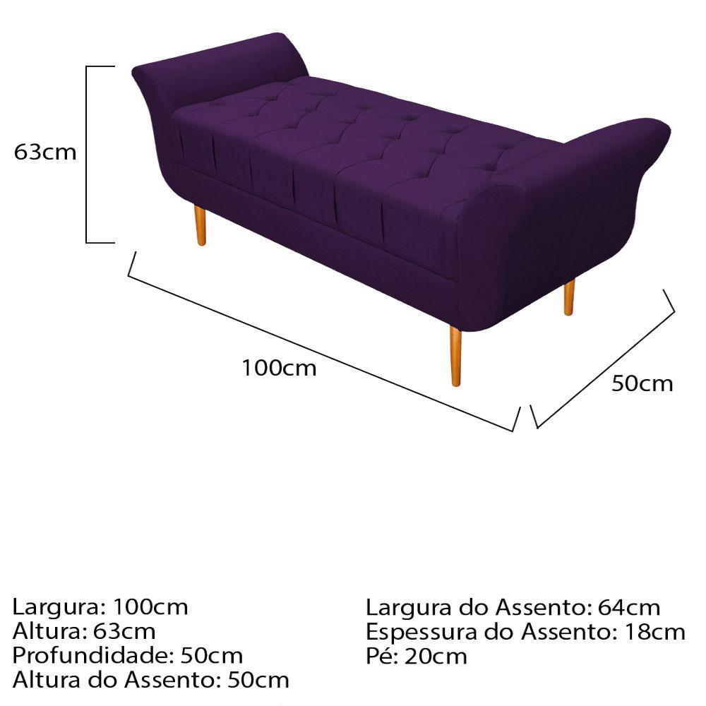 Recamier Ari 100 Cm Solteiro Suede Roxo - 3