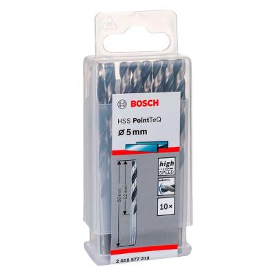 Broca para Metal HSS-PointTeQ Alta Velocidade com Ponta Split Point 5,0mm 10 Peças Bosch