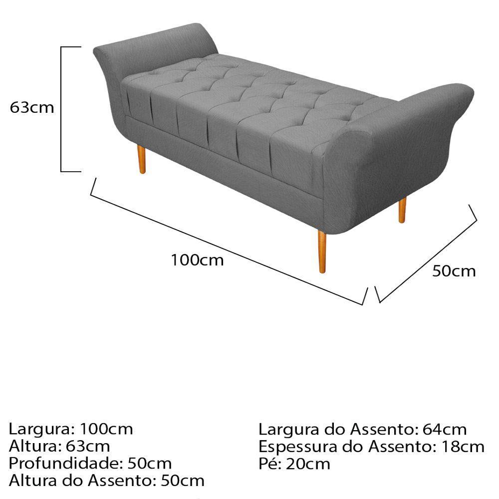 Recamier Ari 100 Cm Solteiro Suede Cinza - 4