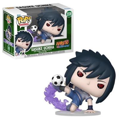 Boneco Colecionável Funko POP Naruto Shippuden Futebol Sasuke em Vinil 9cm Preto e Laranja Candide