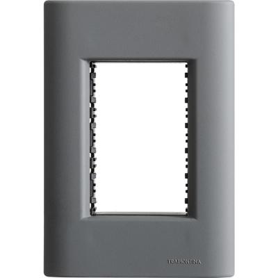 Placa de Interruptor 3 Postos 4x2 com Sistema Modular Soft Touch Titânio Tramontina