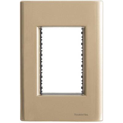 Placa de Interruptor e Tomada 3 Postos 4x2 com Sistema Modular Dourado Tramontina