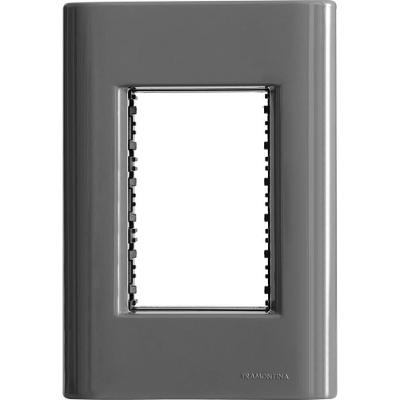 Placa de Interruptor e Tomada 3 Postos 4x2 com Sistema Modular Titânio Tramontina