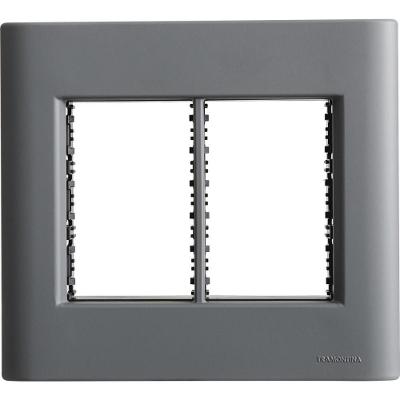 Placa 6 Postos 4x4 Tramontina com Sistema Modular Soft Touch Titânio Bivolt