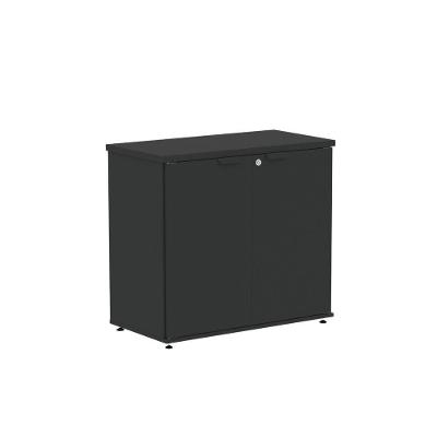 Armário Baixo para Escritório AB700P25 2 Portas 1 Prateleira MDP BP 79CM Preto Pandin Móveis