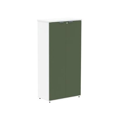 Armário para Escritório P25 2 Portas Pivotantes 3 Prateleiras MDP BP 79CM Branco e Sálvia Pandin