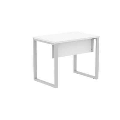 Mesa de Escritório Retangular M900P25TUB Moderno sem Gavetas MDP e Aço 90CM Branco e Cinza Pandin