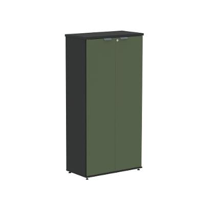 Armário para Escritório P25 2 Portas Pivotantes 3 Prateleiras MDP BP 79CM Preto e Sálvia Pandin