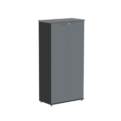 Armário para Escritório P25 2 Portas Pivotantes 3 Prateleiras MDP BP 79CM Preto Pandin Móveis
