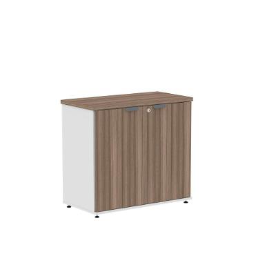Armário Baixo AB700P25 com Sistema Pivotante 2 Portas 1 Prateleira MDP BP 79CM Walnut-Branco Pandin