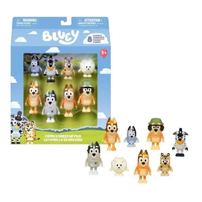 Kit de Bonecos Colecionáveis Diversão em Fantasias 8 Articulados para Aventuras Bluey e Personagens