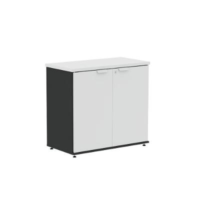 Armário Baixo para Escritório AB700P25 2 Portas 1 Prateleira MDP BP 79CM Preto e Branco Pandin