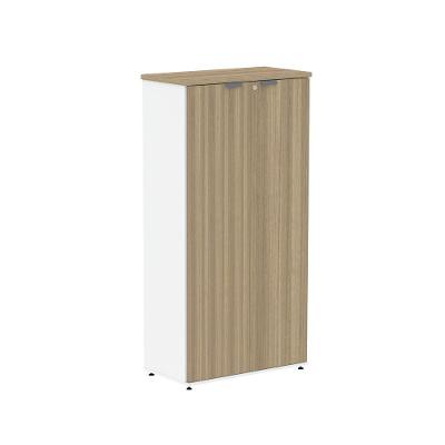 Armário para Escritório P25 2 Portas Pivotantes 3 Prateleiras MDP BP 79CM Noce Naturalle e Branco