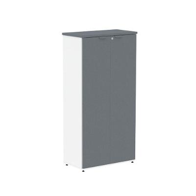 Armário para Escritório P25 2 Portas Pivotantes 3 Prateleiras MDP BP 79CM Branco e Grafito Pandin