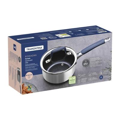 Panela Romagna com Revestimento Cerâmico Black Stone Aço Inox e Alumínio 1,5L para Cozinha Preto