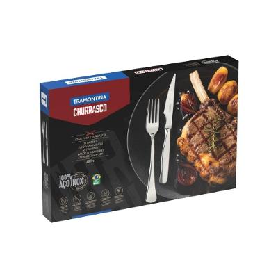 Jogo para Churrasco Zurique Facas Serrilhadas Aço Inox Lâminas Temperadas 12 Peças Inox Tramontina